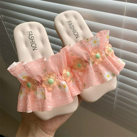 

Dyfzdhu Children Slippers Small Fresh Princess Versatile Fashion Fairy Beach Flat Sandals