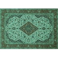 thumbnail image 1 of Ahgly Company Indoor Rectangle Medallion Turquoise Blue Traditional Area Rugs, 2' x 5', 1 of 4