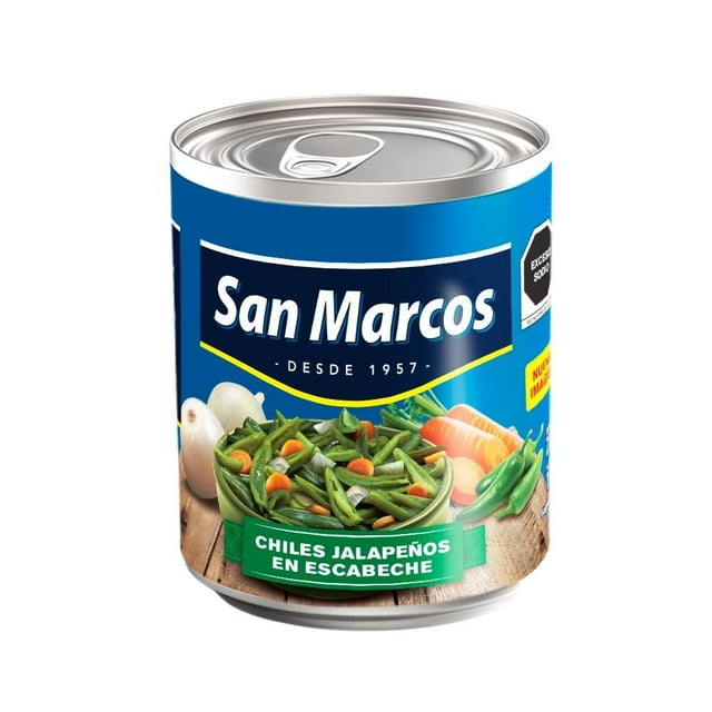 Rajas de chiles jalapeños San Marcos verdes en escabeche 215 g
