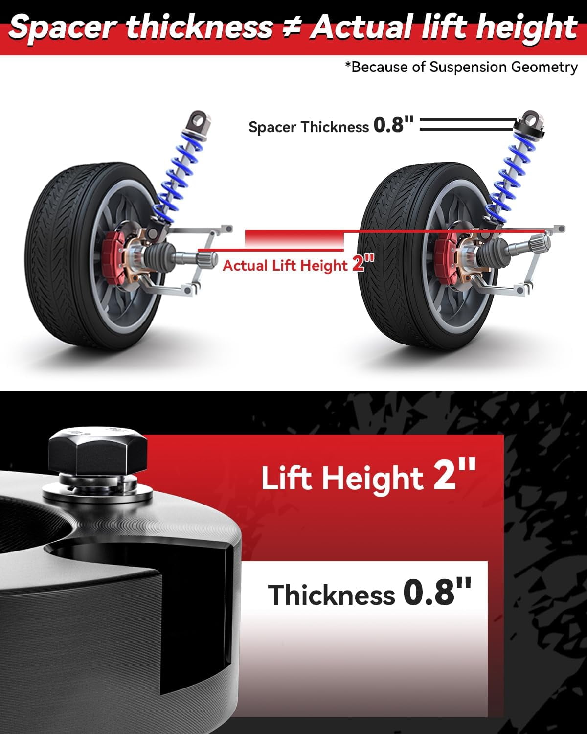 2" FRONT Leveling Lift Kit for 1995-2004 TACOMA 4 RUNNER,2 inch Forged Front Strut Spacers Leveling Kits