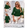 thumbnail image 6 of Hibeli Women Square Neck Tiered Ruffle Mid-Sleeve Solid Color Pullover Top, 6 of 7