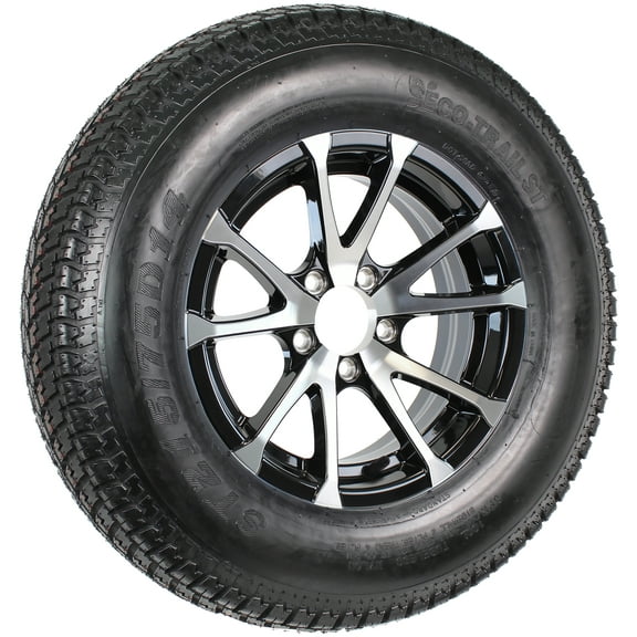 eCustomrim Trailer Tire ST215/75D14 Load Range C 14X5.5 5-4.5 Avalanche Black Aluminum Rim