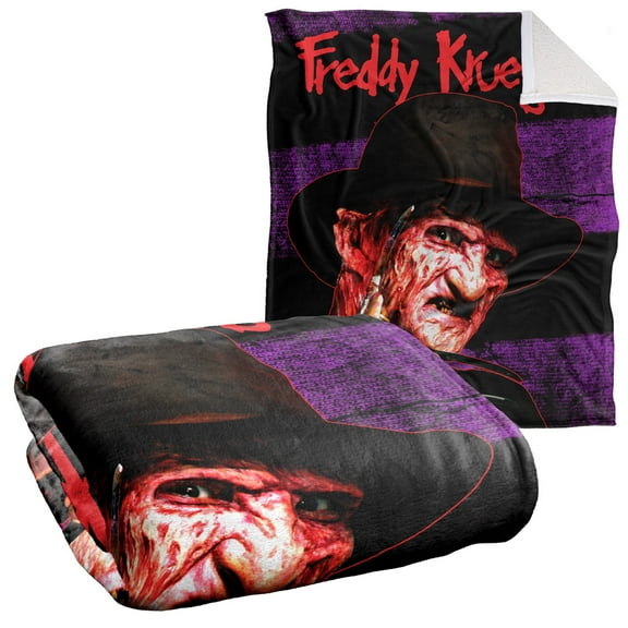 LOGOVISION A Nightmare on Elm Street Blanket, 50 inchx60 inch, Freddy Face, Silky Touch Sherpa Back Super Soft Throw