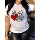 thumbnail image 1 of Heart Print Crew Neck T-Shirt Casual Short Sleeve Top for Spring & Summer Women's Clothing tee, 1 of 7