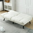 thumbnail image 6 of Bianlte 98% Teddy Reclining Adjustable Armrests Futon Sofa Bed, White, 6 of 7