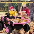 thumbnail image 6 of Garvee 24V Ride on Dump Truck for Kids 2 Seater Electric Cars with Remote Control, Dump Bed, Shovel, Music, LED, Wheel Shock Absorption, Ride On Construction Vehicle,Pink, 6 of 6