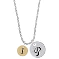 thumbnail image 1 of Delight Jewelry Goldtone Disc 1/2'' Number - 1 - Silvertone Script Initial Disc - P - Charm Necklace, 20"+3", 1 of 4