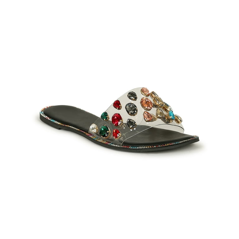 Jewel embellished hotsell slide sandals