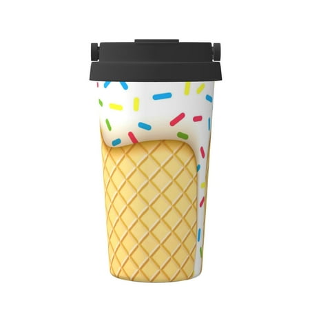 

Hirioo White Ice Cream for Coffee Travel Mug Insulated Coffee Mug with Lid