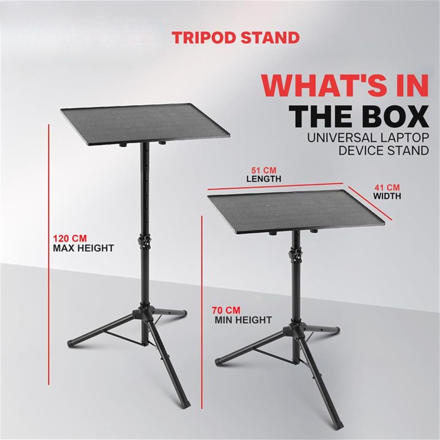 Laptop, Projector Stand- Computer Mount Holder, Height Adjustable, 27.55” to 47.24”