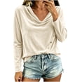 thumbnail image 4 of Womens Velvet Cowl Neck Tops Elegant Casual Long Sleeve Fall Winter Loose Fit Pullover Blouse Khaki S-2XL, 4 of 7