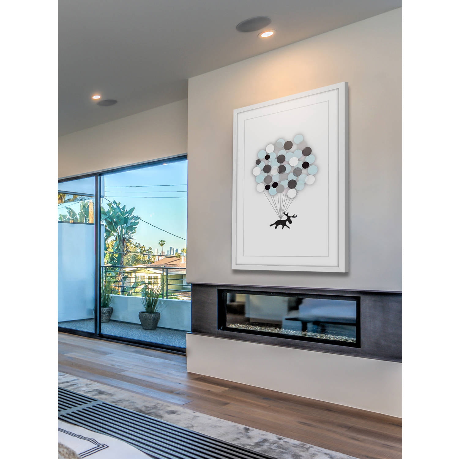 Marmont Hill "Blue Balloon Moose" by Katarina Snygg Framed Painting Print