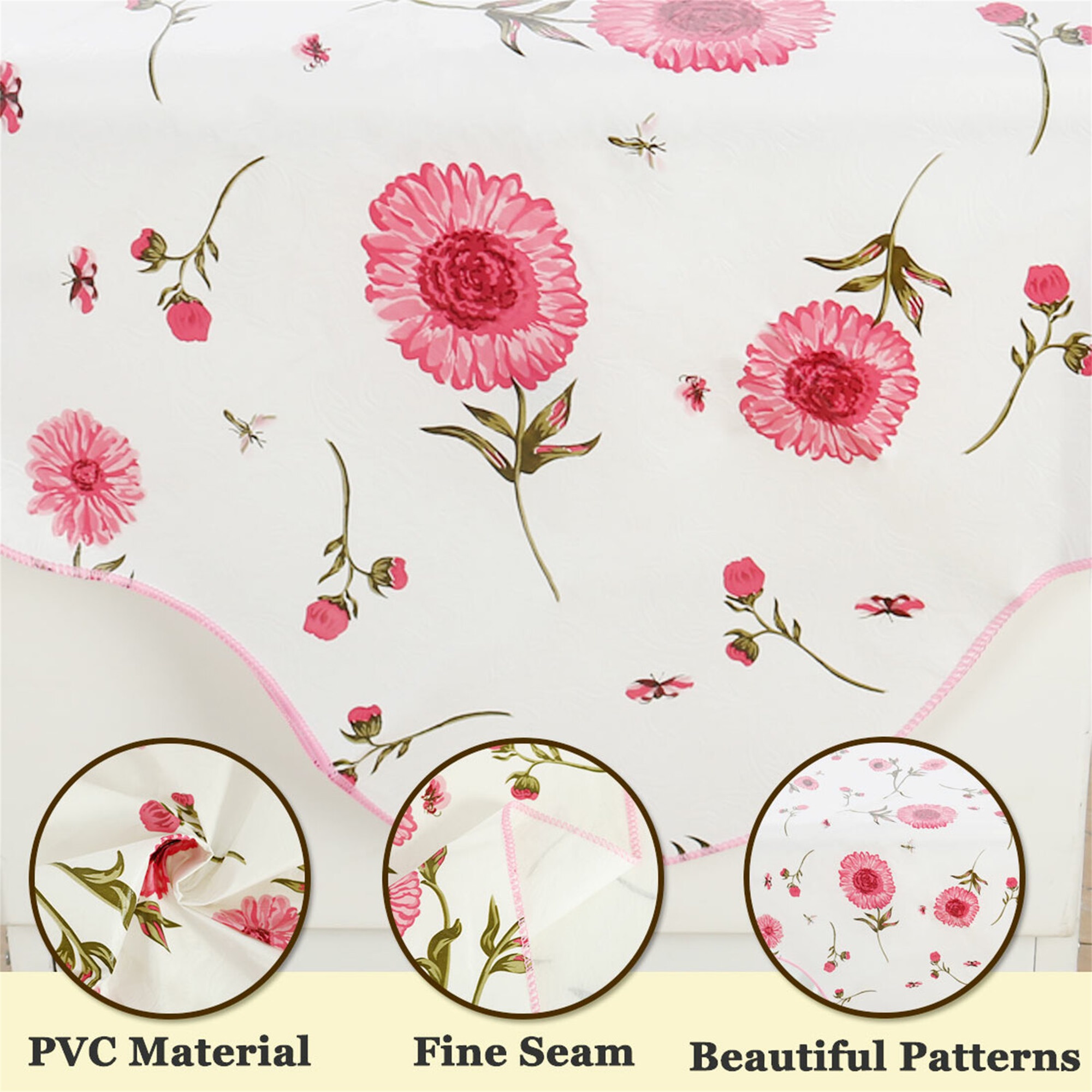 Unique Bargains Vinyl Home Picnic Square Tablecloth Pink 35" x 35"