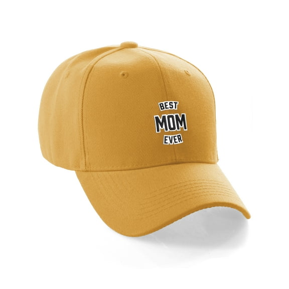 Daxton Best Mom Ever Curve Visor Bill Baseball Hat Cap, Gold Hat