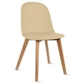 thumbnail image 6 of Set of 4 Modern Armless Dining Chair Set with Molded Plastic Seat Shell and Solid Wooden Legs, Beige, 6 of 13