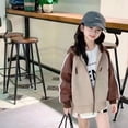 thumbnail image 2 of Chaqueta de béisbol con cremallera estilo universitario para niños de otoño e invierno, chaqueta de uniforme de béisbol, suéter con capucha con costuras de color en contraste para niñas de, 2 of 6