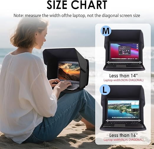 3-in-1 Laptop Case with Anti-Glare Sunshade, Laptop Sun Shade for Working Outside,Foldable Laptops Case Shield Cover 16'' - Blocks Sunlight