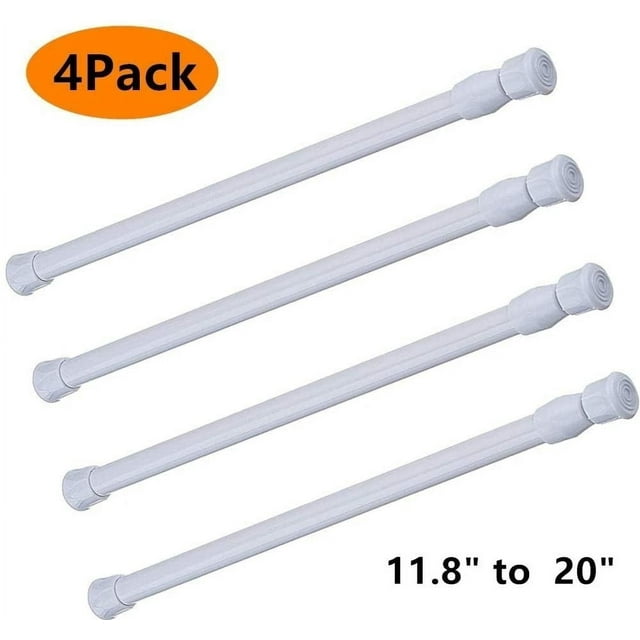 Tension Rods, 4 Pack Adjustable Spring Steel Cupboard Bars Tension Curtain Rod