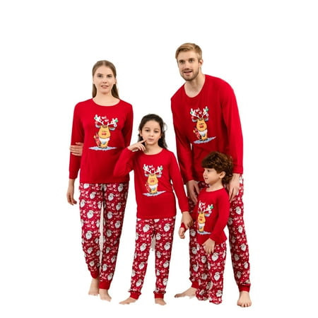 

Family Christmas Pajamas Matching Sets Cute Printed Top + Pants Sleepwear Holiday PJs for Women/Men/Kids/Couples