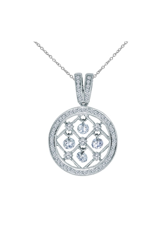 14K White Gold Dashing Diamonds Pendant with 18" Chain