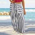 thumbnail image 2 of WIZUTIZ Sweatpants Women Maxi Hoemwear Yoga Linen Pants Women Athletic Striped Trousers with Pockets Festival Gift, 2 of 6