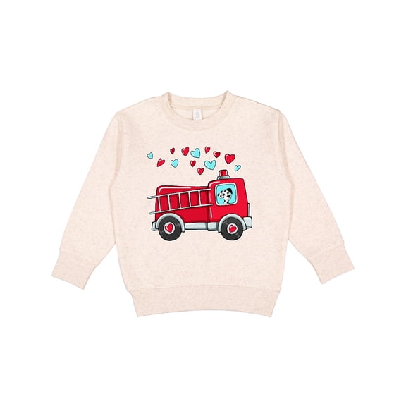 Inktastic Valentine Fire Truck with Cute Dalmatian and Hearts Toddler Sweatshirt