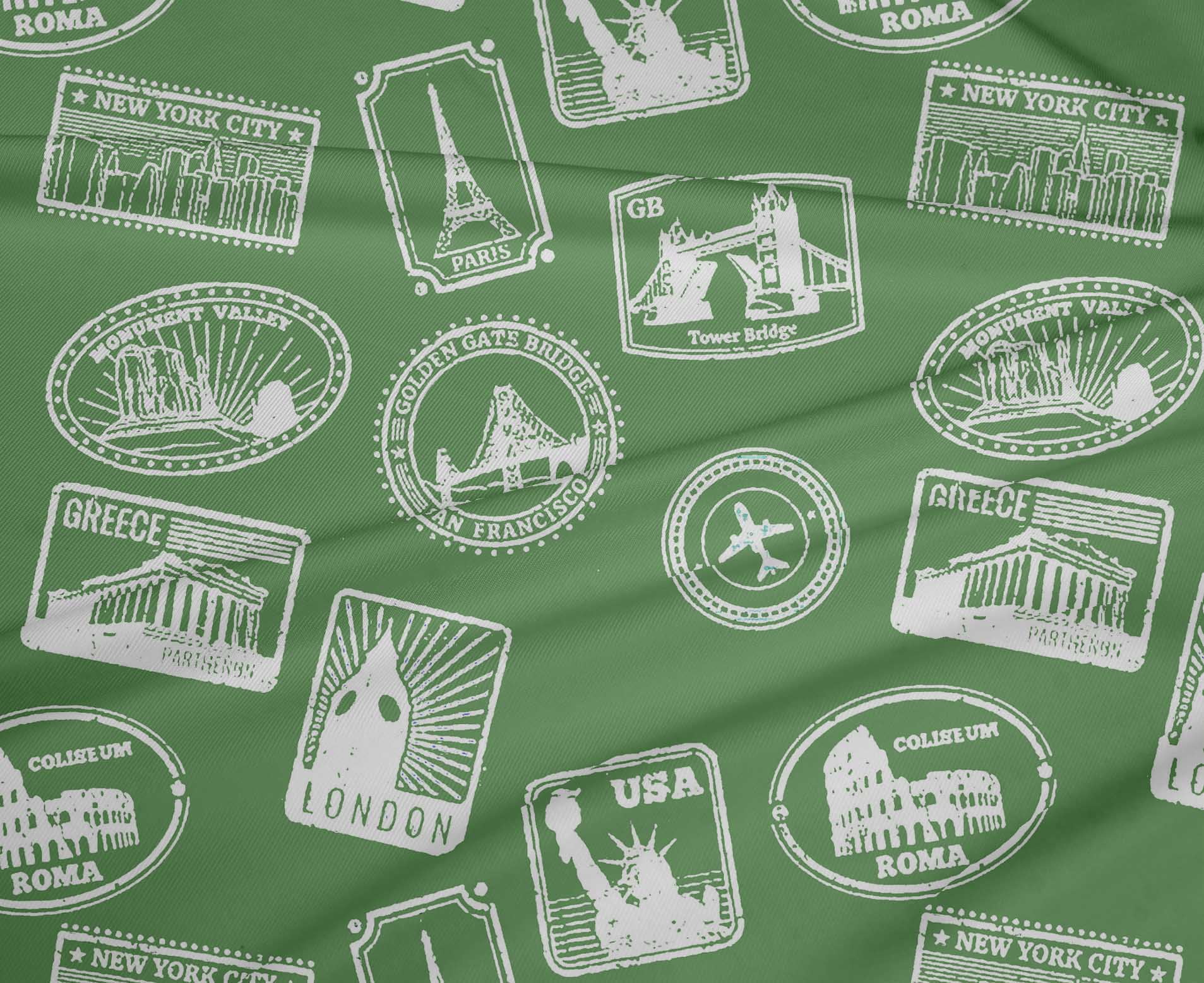 oneOone Polyester Lycra Forest Green Fabric Travel Diy Clothing Quilting Fabric Print Fabric By Yard 56 Inch Wide
