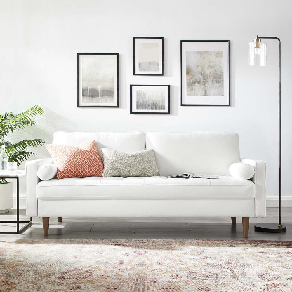 Modway Valour Modern Style Performance Velvet Sofa in White Finish