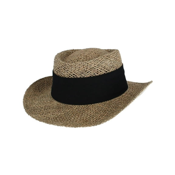CTM Unisex Straw Gambler Hat with Hatband