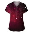 thumbnail image 2 of Valentines Scrubs Top for Women Hoilday Short Sleeve Cute Love Heart Printed Scrub Shirts Casual V Neck Scrubs Nursing Uniform Medical Nurse Workwear with Pockets Hot Pink 5XL, 2 of 6