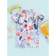 thumbnail image 2 of Bslissey Toddler Baby Girls Rash Guard Swimsuit Jumpsuit Floral Print Short Sleeve Zipper One Piece Swimwear Infant Casual Summer Bathing Suit Beach Wear 3M-3T, 2 of 9