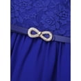 thumbnail image 4 of CHICTRY Girls Lace Chiffon Party Dress Hi-Low Hem Prom Gown with Belt Blue 6, 4 of 7
