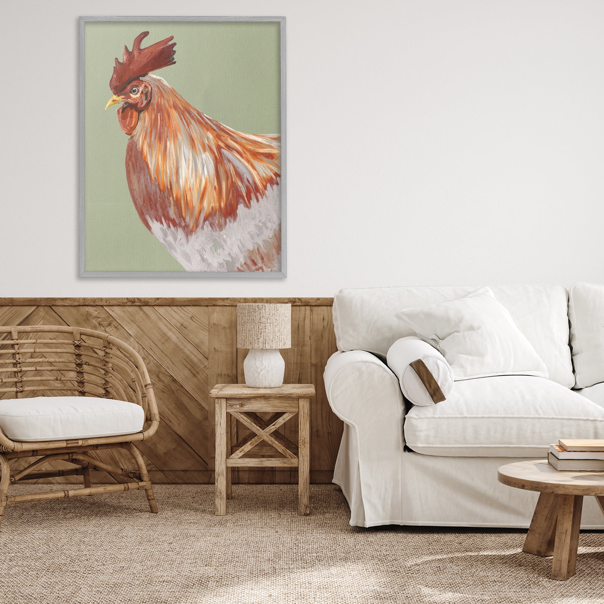 Stupell Industries Gallant Rooster Portrait Gray Framed Giclee Art, design by Andy Beauchamp
