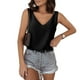 thumbnail image 2 of Camiseta sin mangas de seda satinada con cuello en V para mujer - Blusa básica de tirantes de poliéster para verano con estampado floral, 2 of 6