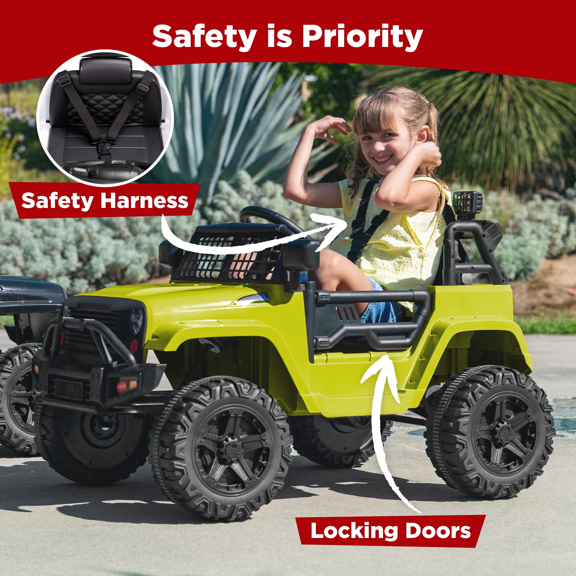 Best Choice Products 12V Kids Ride On Truck Car w/ Parent Remote Control, Spring Suspension, LED Lights - Green - 3