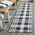 thumbnail image 2 of SAFAVIEH Courtyard Benjamin Plaid Indoor/Outdoor Runner Rug, Navy/Beige, 2'3" x 12', 2 of 11