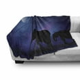 thumbnail image 3 of Animal Soft Flannel Fleece Blanket, Abstract Adventure of Animal Silhouettes Under Starry Night Sky, Cozy Plush for Indoor and Outdoor Use, 60" x 80", Charcoal Grey and Dark Violet, by Ambesonne, 3 of 6