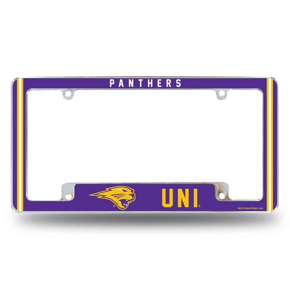 Rico Industries NcAA Northern Iowa Panthers Alternate 12 x 6 chrome All Over Automotive License Plate Frame for carTruckSUV