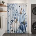 thumbnail image 1 of Fall Blue Pumpkins Shower Curtain - Water Repellent Fabric Shower Curtains Washable, Thanksgiving Floral Eucalyptus Berries Decorative Polyester Cloth Bathroom Curtains Modern Bath Decor 72"x84", 1 of 7