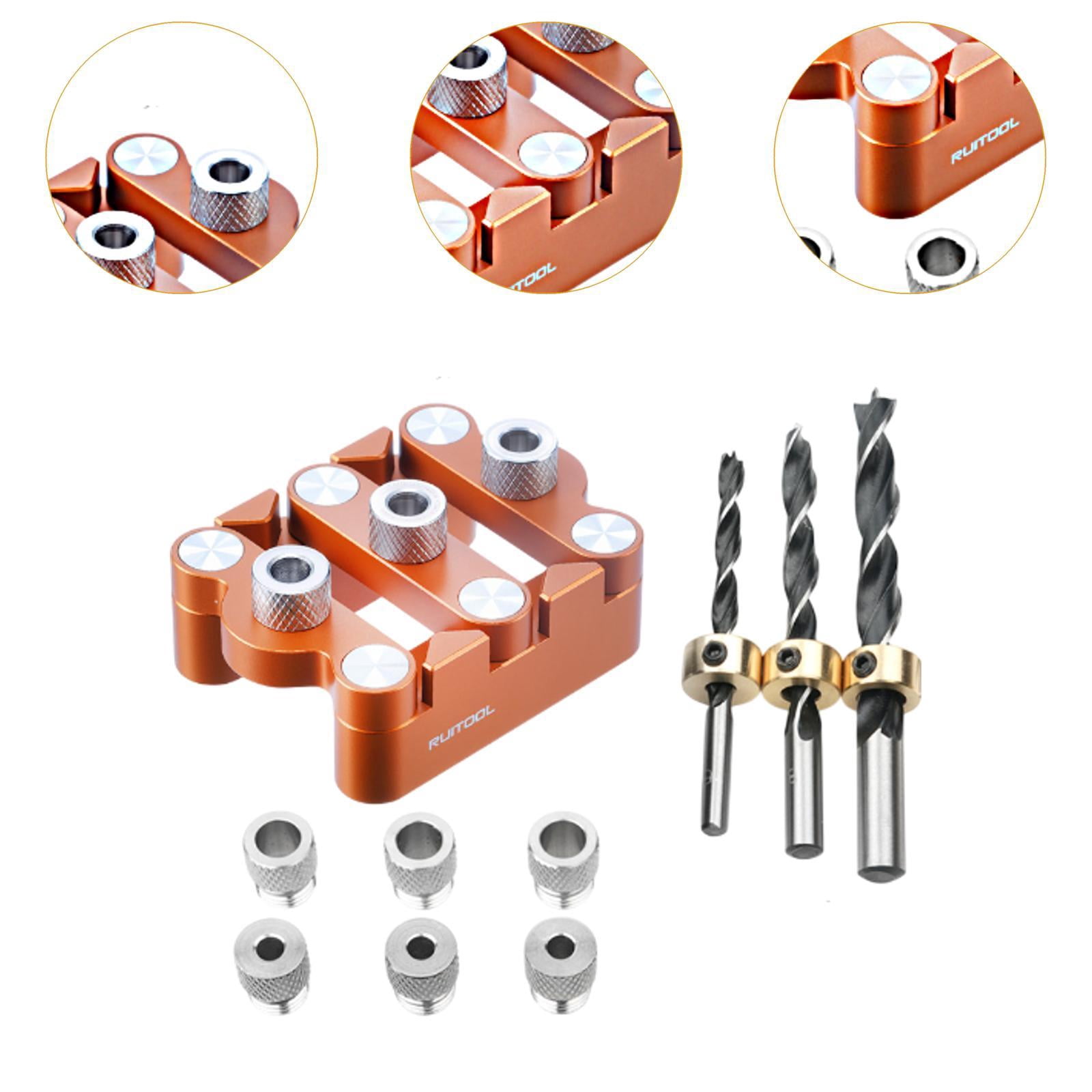simhoa Self -centering Dowel -Jig -adjustable Clamp -drill -Guid -electrical Tool with 6 Guide Sockets Vertical Pocket Hole for Carpenters