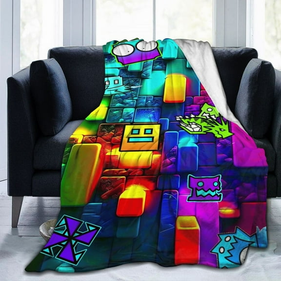 Geometry Dash Ultra-Soft Micro Fleece Blanket Cozy Blanket Thick Warm Plush Throw Blanket Sofa Cushion 60"X50"