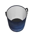 thumbnail image 3 of Balery Retro Blue Glitter Round Laundry Basket with Handles Waterproof Freestanding Laundry Hamper for Clothes Toys in the Dorm and Family-Medium, 3 of 8