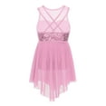 thumbnail image 2 of Sxiwei Kids Girls Sleeveless Shiny Sequins Lyrical Dance Dress High Low Ballet Dress Ballerina Pink 10, 2 of 7