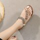 thumbnail image 1 of MKLEKYY Sandalias Planas para Mujer, Moda de Verano, Informales, Con Punta Abierta, Planas, Con Diamantes de Imitación, Cómodas, Suaves, Transpirables, Con Banda Elástica, 1 of 4