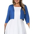 thumbnail image 3 of SEWIFY Women's Plus Size Bolero Cropped Cardigan Lightweight 3/4 Sleeve Shrug Sweaters for Dresses,1X-4X, 3 of 9