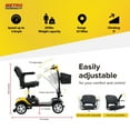 thumbnail image 4 of Travel Mobility Scooter, Heavy Duty Electric Scooters with 4 Anti-Tip Wheels, Compact Lightweight Mobility Scooters for Senior Adults Elderly, Foldable Mobility Scooter, Holds 300lbs, Yellow, 4 of 15