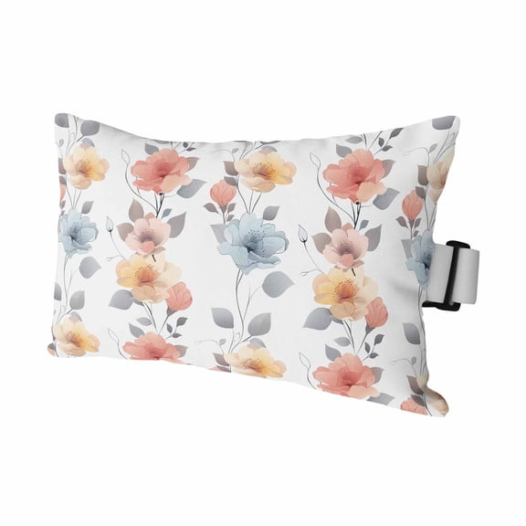 1PCS Outdoor Pillow for Chaise Lounge Chair Pastoral Style Flowers Blossom Waterproof Headrest Cushion with Insert Idyllic Botanical Leaves Adjustable Lumbar Pillow for Beach Patio Poolside,11x16in