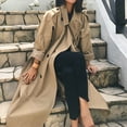 thumbnail image 7 of Black and Friday Clothing Sales Idoravan Trench Coats for Women Plus Size Clearance Women's Solid Color Lapel Pocket Long Jacket Cardigan Jacket Khaki L, 7 of 7