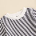 thumbnail image 3 of Newborn Baby Girl Boy Fall Outfits Waffle Striped Sweatshirt Romper Long Sleeve Bubble Bodysuit Cute Clothes, 3 of 7