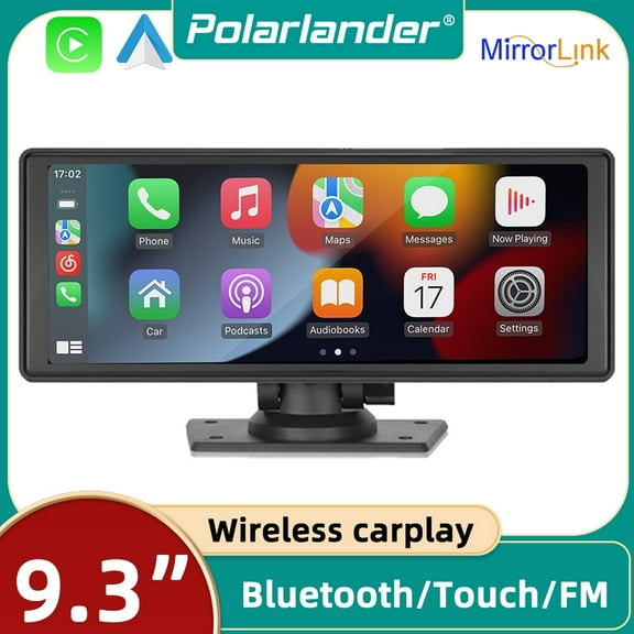 Polarlander 10" Wireless Carplay & Android Auto Portable Car Stereo with Bluetooth, Black